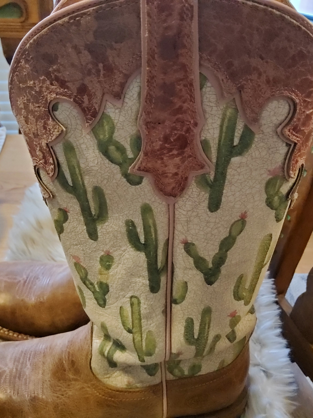 Ariat Brown and Green Cactus Embroidered Cowboy Boots - Picture 7 of 16
